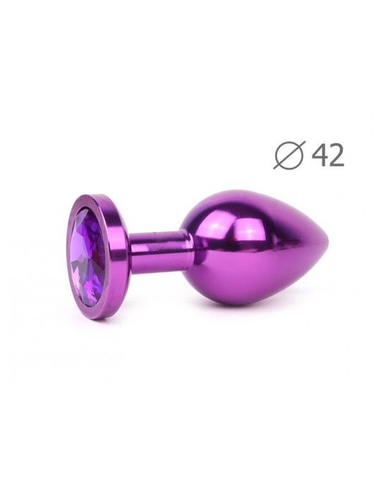 Коническая фиолетовая анальная втулка с фиолетовым кристаллом - 9,3 см. - Anal Jewelry Plug - купить с доставкой в Ростове-на-Дону