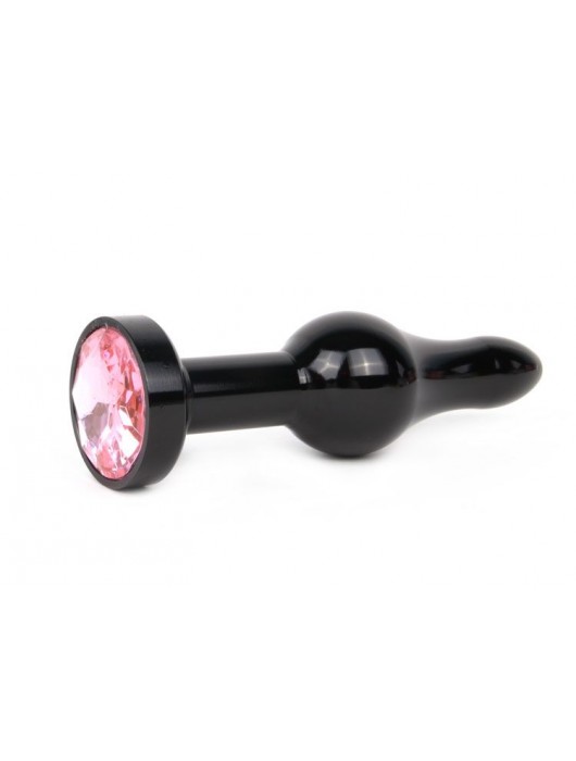 Удлиненная шарикообразная черная анальная втулка с розовым кристаллом - 10,3 см. - Anal Jewelry Plug - купить с доставкой в Ростове-на-Дону