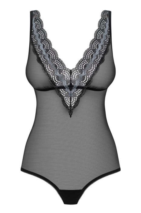 Соблазнительное полупрозрачное боди с кружевом - Obsessive купить с доставкой