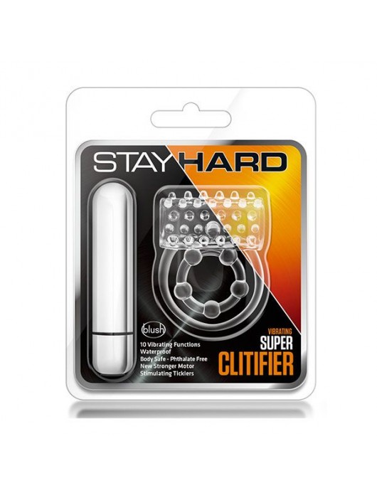 Прозрачное эрекционное виброкольцо Vibrating Super Clitifier - Blush Novelties - в Ростове-на-Дону купить с доставкой