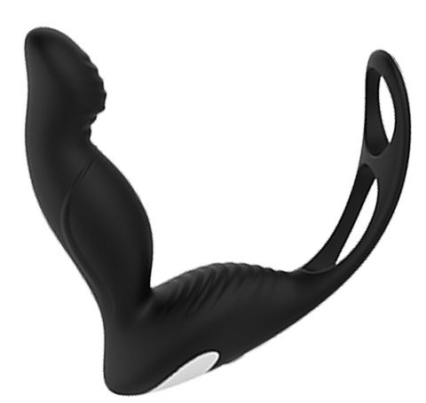 Черный вибромассажер простаты P-PLEASER W ERECTION ENHANCE - Dream Toys - в Ростове-на-Дону купить с доставкой