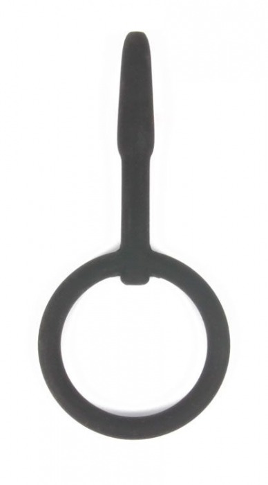 Черный уретральный силиконовый плаг с колечком-ограничителем - 4,5 см. - Bior toys - купить с доставкой в Ростове-на-Дону