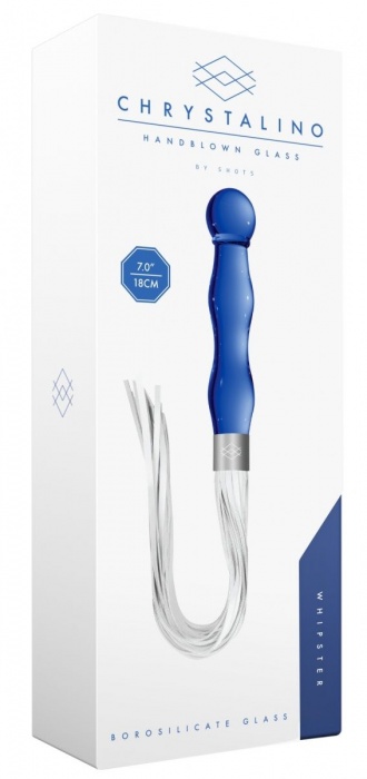 Синий анальный стимулятор-плеть Whipster с белыми хвостами - Shots Media BV - купить с доставкой в Ростове-на-Дону