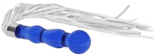 Синий анальный стимулятор-плеть Whipster с белыми хвостами - Shots Media BV - купить с доставкой в Ростове-на-Дону