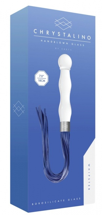 Белый анальный стимулятор-плеть Whipster с синими хвостами - Shots Media BV - купить с доставкой в Ростове-на-Дону