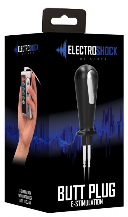 Черный электростимулятор с проводящей насадкой E-Stim Butt Plug - 8 см. - Shots Media BV - купить с доставкой в Ростове-на-Дону