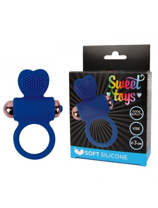 Синее эрекционное виброкольцо с сердечком - Bior toys - в Ростове-на-Дону купить с доставкой