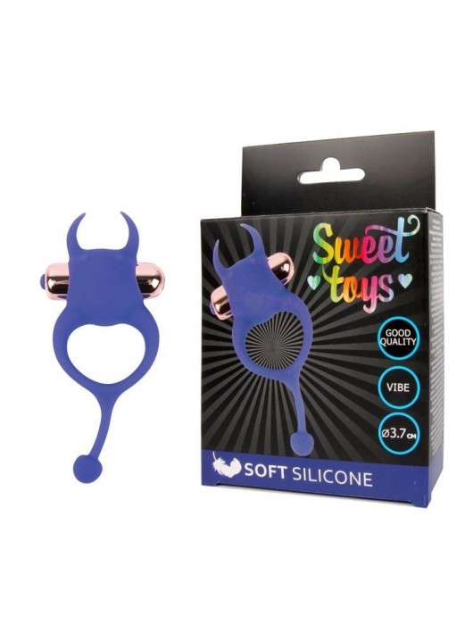 Синее эрекционное виброкольцо с рожками и хвостиком - Bior toys - в Ростове-на-Дону купить с доставкой