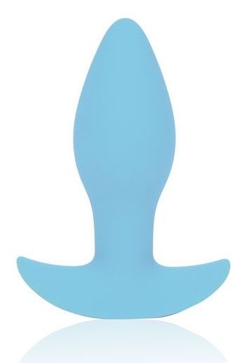 Голубая коническая анальная вибровтулка с ограничителем - 8,5 см. - Bior toys