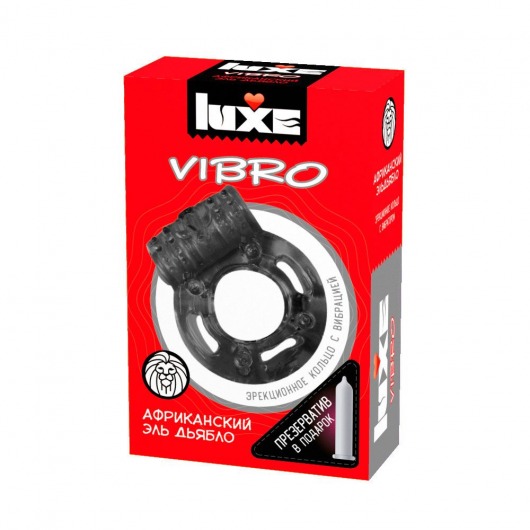 Чёрное эрекционное виброкольцо Luxe VIBRO  Африканский Эль Дьябло  + презерватив - Luxe - в Ростове-на-Дону купить с доставкой