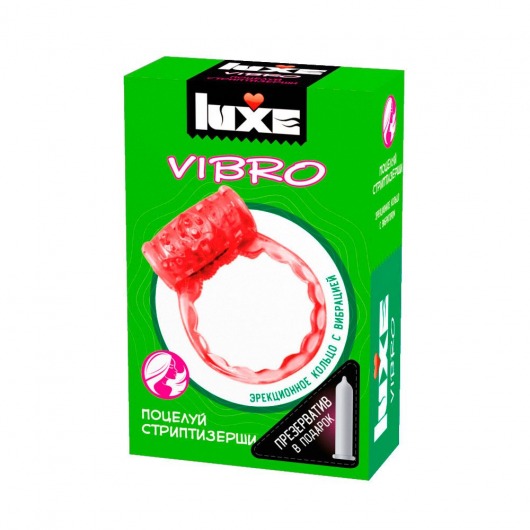 Розовое эрекционное виброкольцо Luxe VIBRO  Поцелуй стриптизёрши  + презерватив - Luxe - в Ростове-на-Дону купить с доставкой