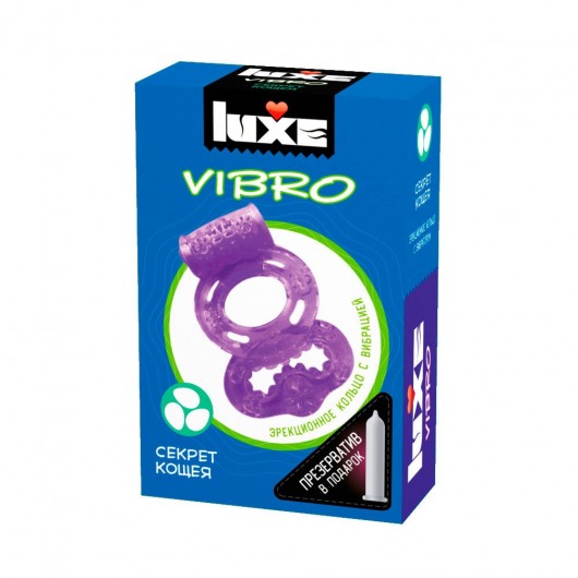 Фиолетовое эрекционное виброкольцо Luxe VIBRO  Секрет Кощея  + презерватив - Luxe - в Ростове-на-Дону купить с доставкой