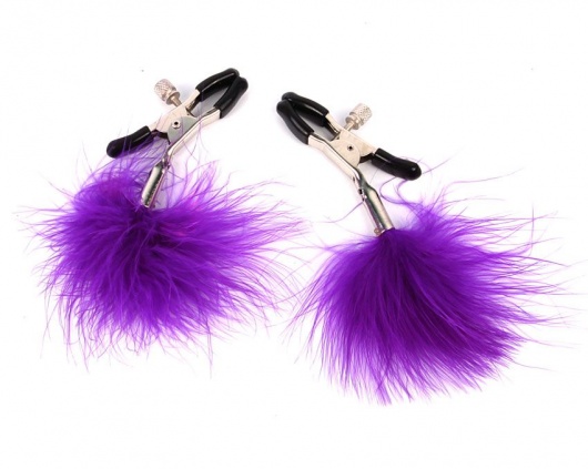 Металлические зажимы на соски с фиолетовым пушком - Bior toys - купить с доставкой в Ростове-на-Дону
