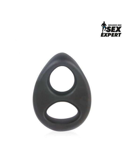 Черное силиконовое овальное эрекционное кольцо Sex Expert - Bior toys - в Ростове-на-Дону купить с доставкой