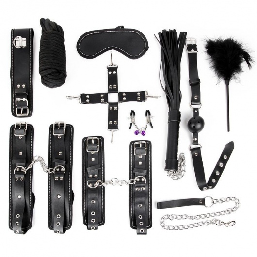 Изысканный черный набор БДСМ - Bior toys - купить с доставкой в Ростове-на-Дону
