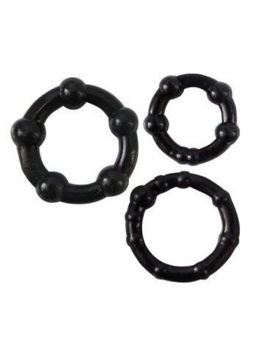 Набор из трех черных эрекционных колец Sex Expert - Bior toys - в Ростове-на-Дону купить с доставкой