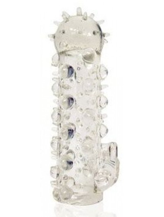 Закрытая прозрачная насадка Crystal sleeve с усиками и пупырышками - 13,5 см. - Bior toys - в Ростове-на-Дону купить с доставкой