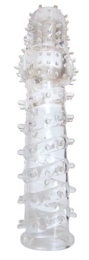 Закрытая прозрачная рельефная насадка с шипиками Crystal sleeve - 13,5 см. - Erowoman-Eroman - в Ростове-на-Дону купить с доставкой