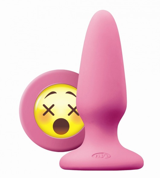 Розовая силиконовая пробка среднего размера Emoji WTF - 10,2 см. - NS Novelties - купить с доставкой в Ростове-на-Дону