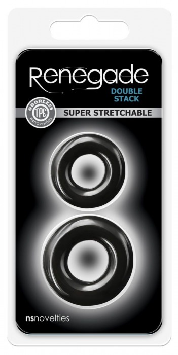 Набор из двух эрекционных колец черного цвета Double Stack - NS Novelties - в Ростове-на-Дону купить с доставкой