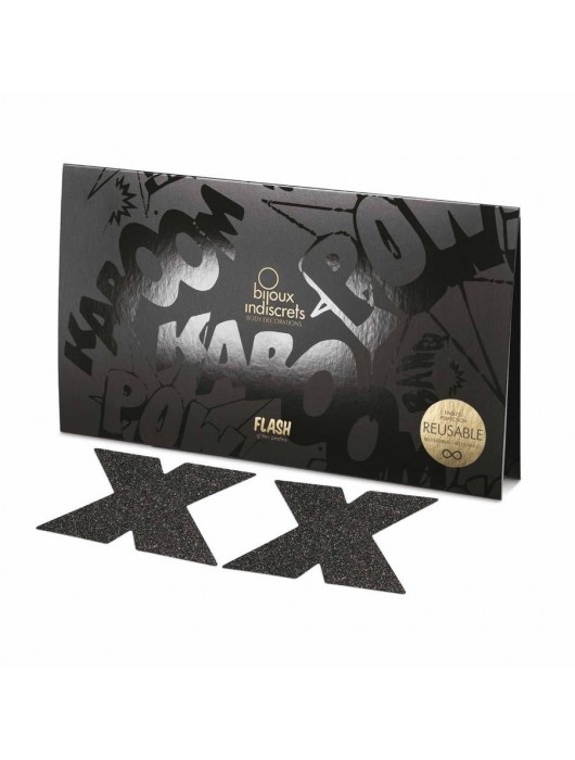 Черные крестообразные пэстисы FLASH CROSS PASTIES - Bijoux Indiscrets купить с доставкой