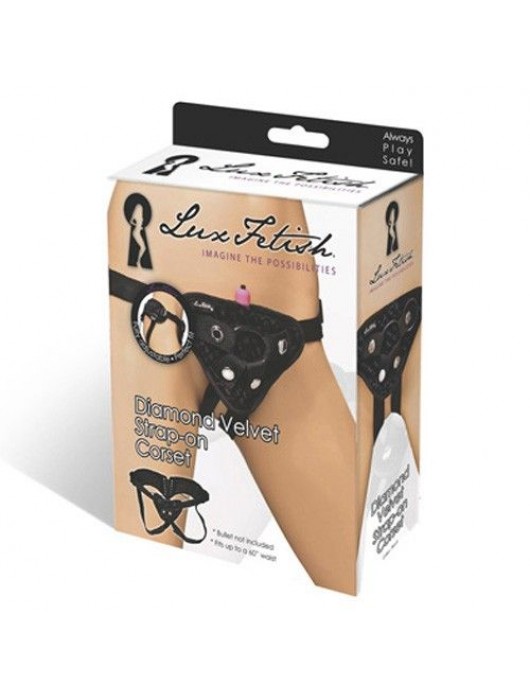 Черные трусики-джоки со шнуровкой для страпона - Lux Fetish - купить с доставкой в Ростове-на-Дону