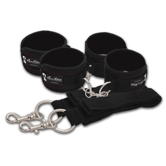 Две пары черных наручников, крепящиеся к матрасу - Lux Fetish - купить с доставкой в Ростове-на-Дону