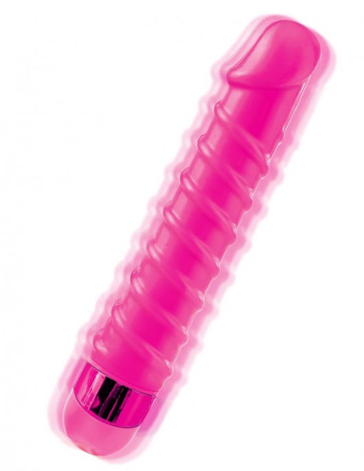 Розовый вибромассажер с винтовыми ребрышками Candy Twirl Massager - 16,5 см. - Pipedream