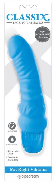 Голубой вибромассажер Classix Mr. Right Vibrator - 18,4 см. - Pipedream