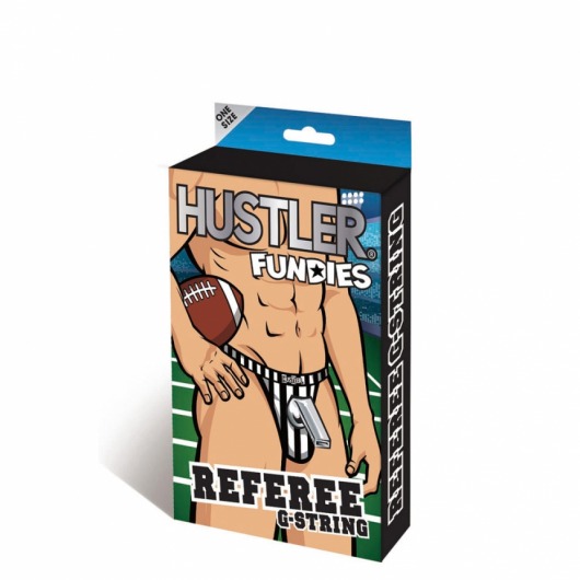 Полосатые стринги из коллекции Hustler Fundies с декоративной подвеской-свистком - Hustler Lingerie купить с доставкой