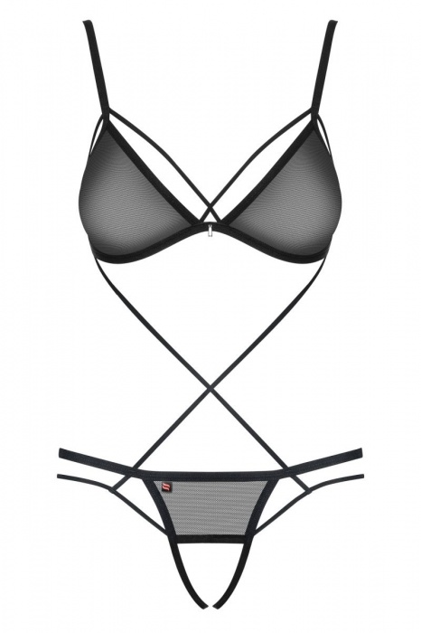 Пикантное контактное боди со стреп-лентами - Obsessive купить с доставкой