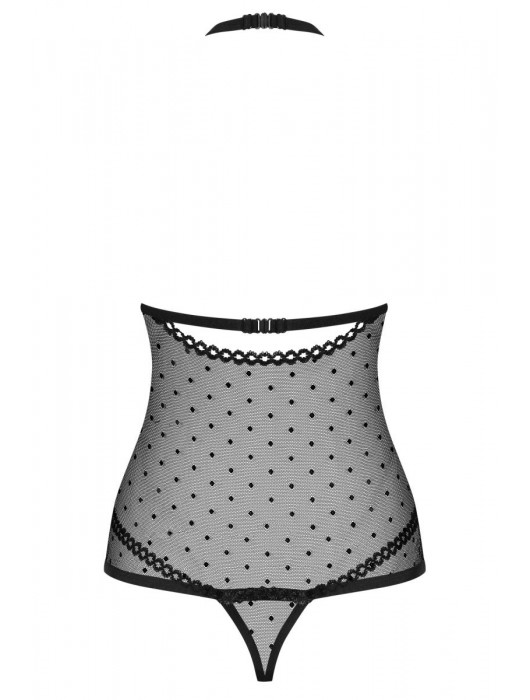 Эффектное полупрозрачное боди с мягкой чашечкой в мелкий горошек - Obsessive купить с доставкой