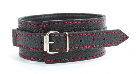 Черный ошейник из натуральной кожи с шипами - БДСМ Арсенал - купить с доставкой в Ростове-на-Дону