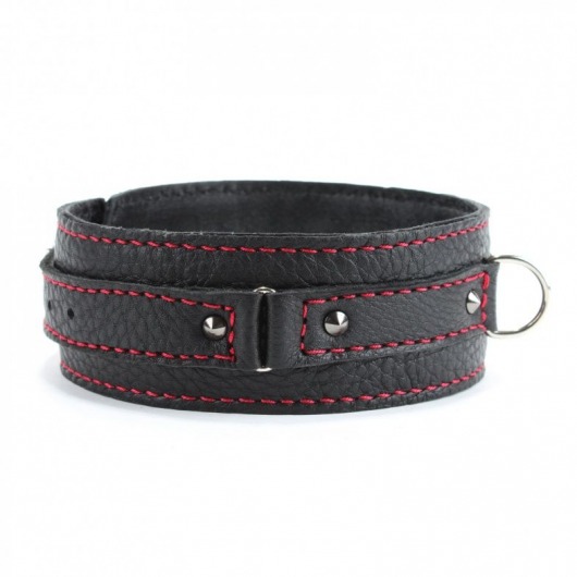 Черный ошейник из натуральной кожи с шипами - БДСМ Арсенал - купить с доставкой в Ростове-на-Дону