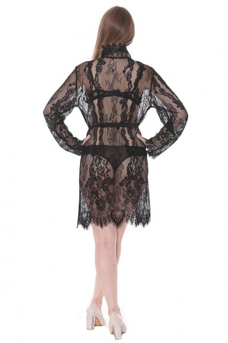 Изысканный кружевной халатик с поясом - Mia-Mia купить с доставкой