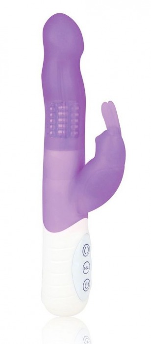 Фиолетовый силиконовый вибратор с клиторальным отростком - 21 см. - Erotic Fantasy