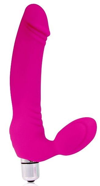 Розовый силиконовый безремневой страпон с вибрацией - Cosmo - купить с доставкой в Ростове-на-Дону