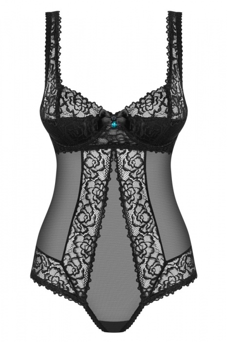 Полупрозрачное боди с кружевными вставками - Obsessive купить с доставкой