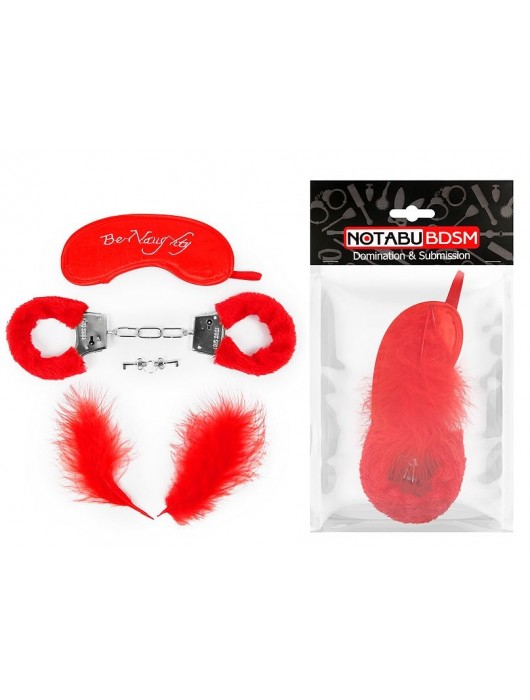 Набор красных БДСМ-аксессуаров из 4 предметов - Notabu - купить с доставкой в Ростове-на-Дону