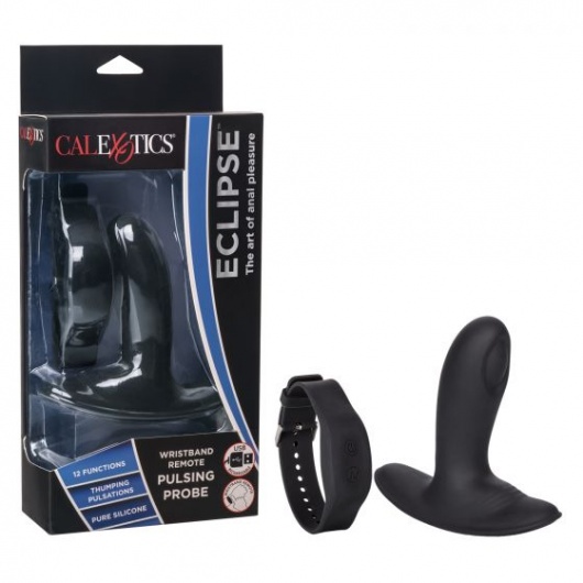 Черный массажер простаты с пультом-браслетом Eclipse Wristband Remote Pulsing Probe - 11,5 см. - California Exotic Novelties - в Ростове-на-Дону купить с доставкой