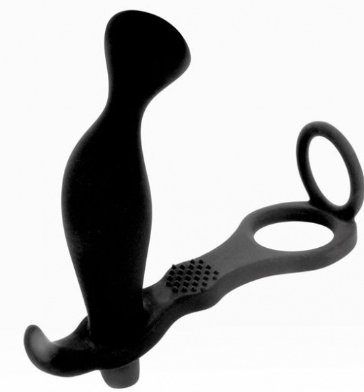 Черное эрекционное кольцо с анальным вибростимулятором Cockring and Anal Pleasure - Bior toys - в Ростове-на-Дону купить с доставкой