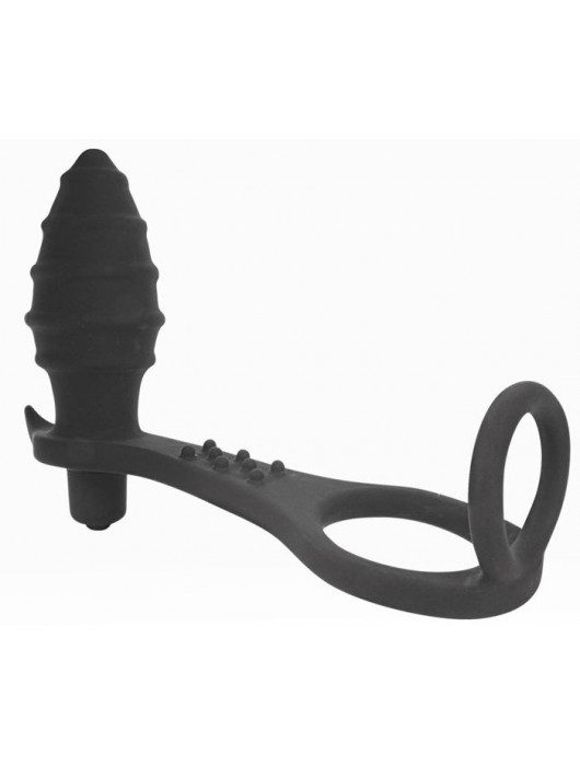 Черное кольцо с анальным вибростимулятором Cockring and Anal Pleasure - Bior toys - в Ростове-на-Дону купить с доставкой