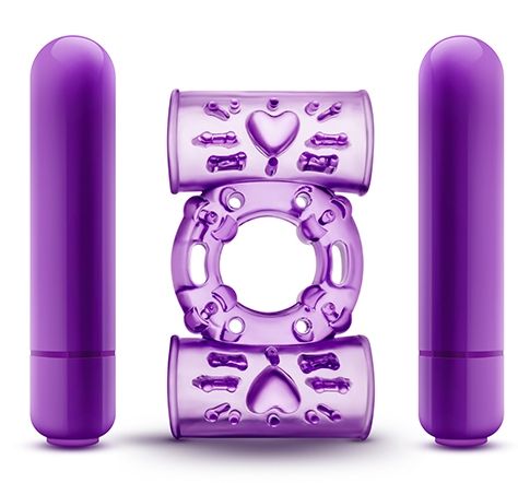 Фиолетовое эрекционное виброкольцо Double Play - Blush Novelties - в Ростове-на-Дону купить с доставкой