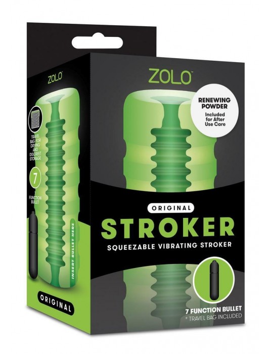 Зеленый мастурбатор с вибрацией Zolo Original Squeezable Vibrating Stroker - Zolo - в Ростове-на-Дону купить с доставкой