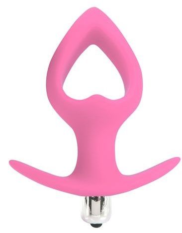 Розовая вибровтулка-сердечко с ограничителем - 10,5 см. - Bior toys