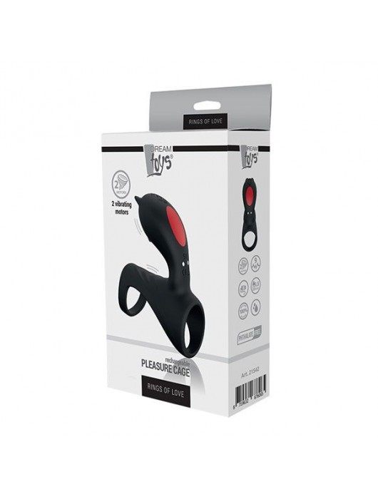 Черная насадка с клиторальным отростком PLEASURE CAGE - Dream Toys - в Ростове-на-Дону купить с доставкой