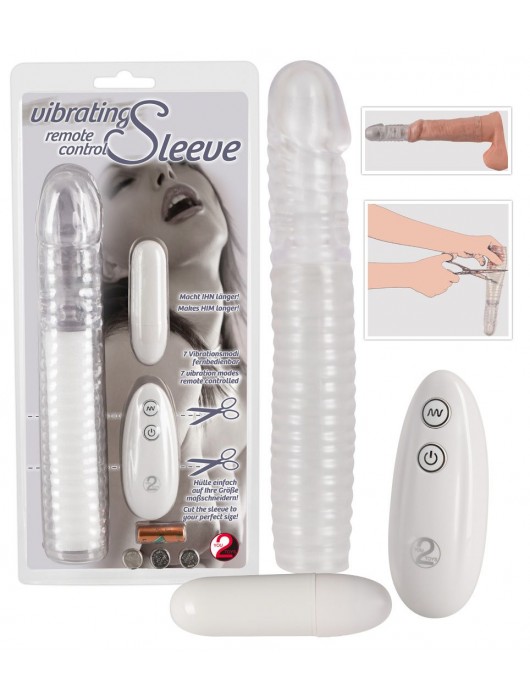 Прозрачная рифленая вибронасадка Vibrating Sleeve - 22,5 см. - Orion - в Ростове-на-Дону купить с доставкой