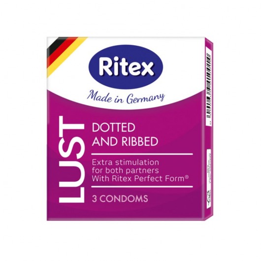 Рифленые презервативы RITEX LUST с пупырышками - 3 шт. - RITEX - купить с доставкой в Ростове-на-Дону