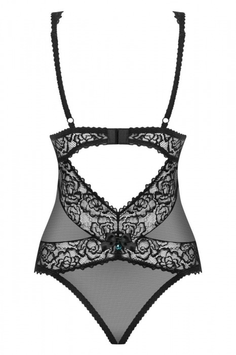 Эффектное полупрозрачное боди с кружевом - Obsessive купить с доставкой