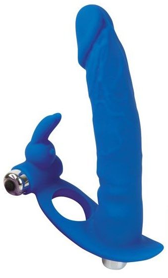 Синяя вибронасадка для двойного проникновения - 15 см. - Bior toys - купить с доставкой в Ростове-на-Дону